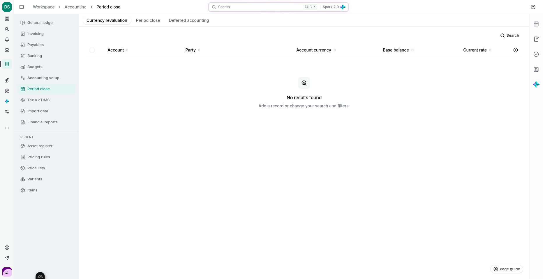 The current demo has no eligible foreign-currency balances to revalue. The guide does not invent a posted result.